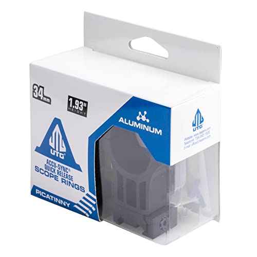 UTG ACCU-SYNC QR 34mm 2X-High Profile Rings, Picatinny,Black