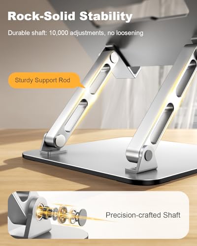 RIWUCT Ergonomic Laptop Stand, Dual-Bar Support & Height Adjustable Laptop Riser Holder for Desk, Ventilated & Portable Co...