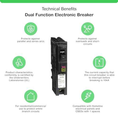 Square D by Schneider Electric Square D - HOM115PDFC Homeline Plug-On Neutral 15 Amp Single-Pole Dual Function (CAFCI and GFCI) Circuit Breaker,