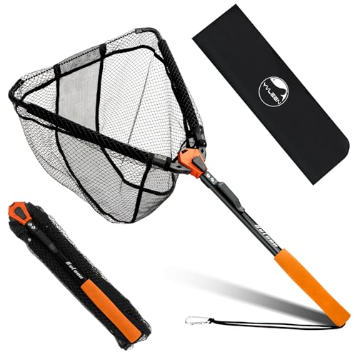 YVLEEN Floating Fishing Net Fish Landing Net - Upgraded Design Foldable & Lightweight Freshwater Fishing Landing Net, Ultr...