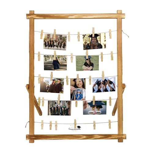 FramePro Freestanding Photo Display Board with Clips, Stable Tabletop Picture Frame Stand Holds 30+ Photos, Graduation Cen...