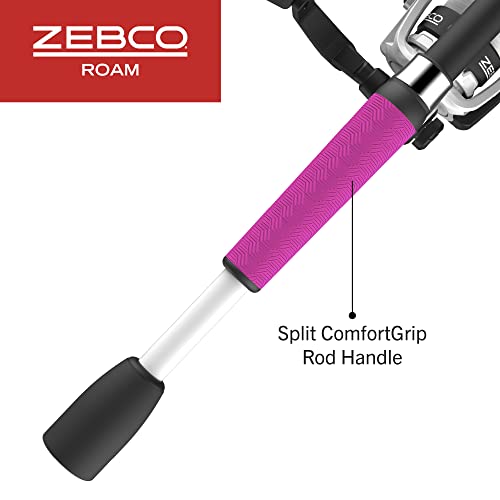 Zebco Roam Spinning Reel and Fishing Rod Combo, 6-Foot Fiberglass Fishing Pole, Split ComfortGrip Handle, Soft-Touch Handl...