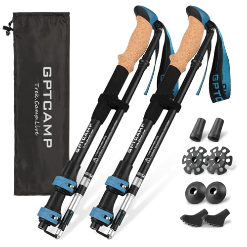 GPTCAMP Walking Sticks,Trekking Poles Collapsible Hiking Poles,Lightweight Folding Travel Walking Pole for Men Women,2pc A...