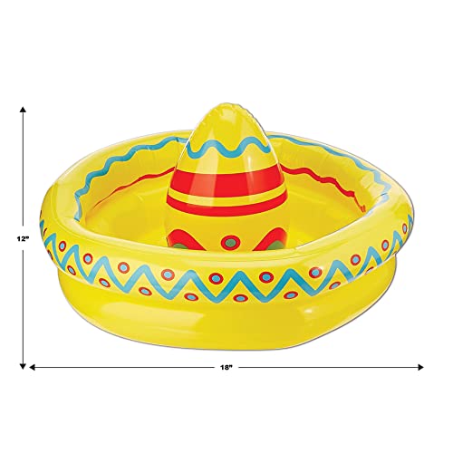 Beistle Inflatable Sombrero Drink Cooler, 12' x 18', Holds Approx. 10 Cans - Inflatable Cooler for Parties, Drink Containe...