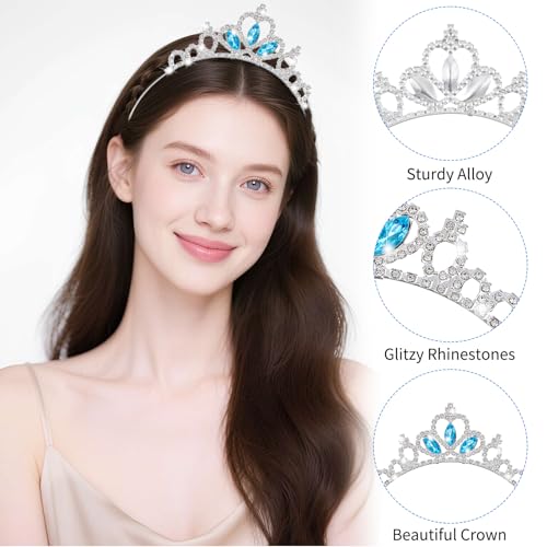 Larrel Princess Crown,Crystal Tiaras for Women,Pageant Silver Tiaras Headband Rhinestone Crowns Princess Hair Accessories ...