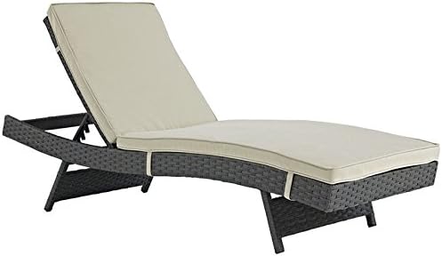 Hawthorne Collections Adjustable Patio Chaise Lounge in Beige