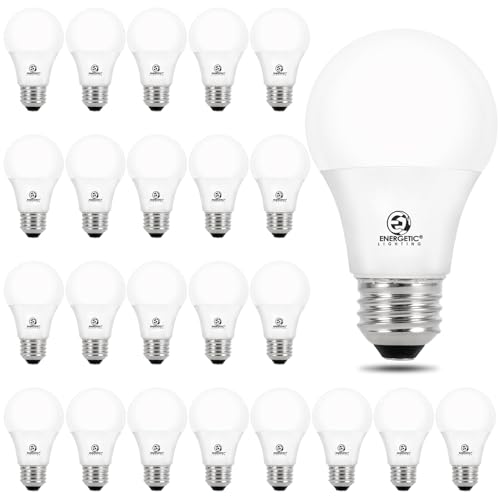 Energetic 24 Pack LED Light Bulbs 60 Watt Equivalent, A19 Warm White 3000K, E26 Base, Non-Dimmable, 8W 760lm, ETL Listed