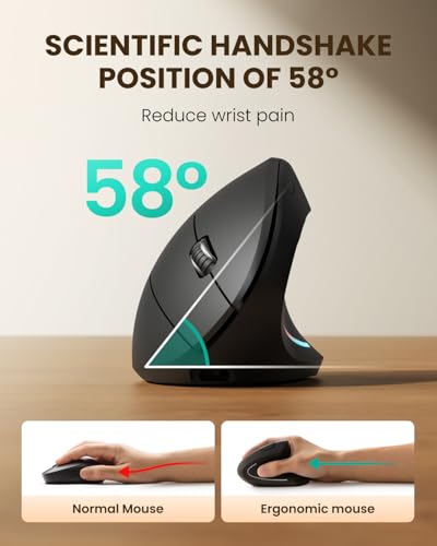POJTK Ergonomic Wireless Rechargeable Mouse, Bluetooth+USB A+Type C(3 in 1) Connection, 5 Levels Up to 4800 DPI, 6 Silent ...