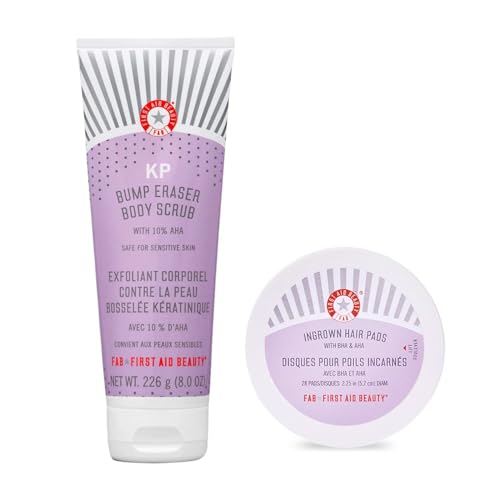 First Aid Beauty - Exfoliating Bundle: KP Bump Eraser Scrub & Ingrown Hair Pads with 10% BHA and AHA, Daily Exfoliating Sk...