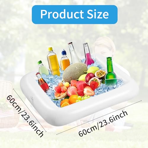 XPAPOV Inflatable Ice Serving Buffet Bar - BBQ Picnic Pool Party Supplies Buffet Salad Food & Drinks Tray for Party Picnic...