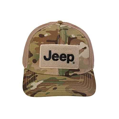 Jeep Text Logo Camo Pattern Hook and Loop Tactical Snapback Hat