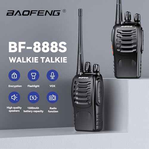 BAOFENG BF-888S Walkie Talkies for Adults Rechargeable Long Range 16 Channel Professional Walky Talky and Security Headphones Flashlight Li-ion Battery and Charger (10 Pack)