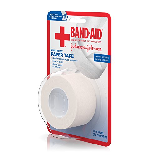 Band-Aid Brand First Aid Hurt-Free Medical Adhesive Paper Tape for Wound Dressings, 1 in by 10 yd