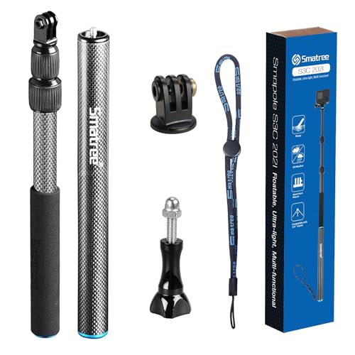 Smatree Carbon Fiber Detachable Extendable Floating Pole Selfie Stick Compatible for GoPro Hero 13/12/11/10/9/8/7/6/5/4/3 ...
