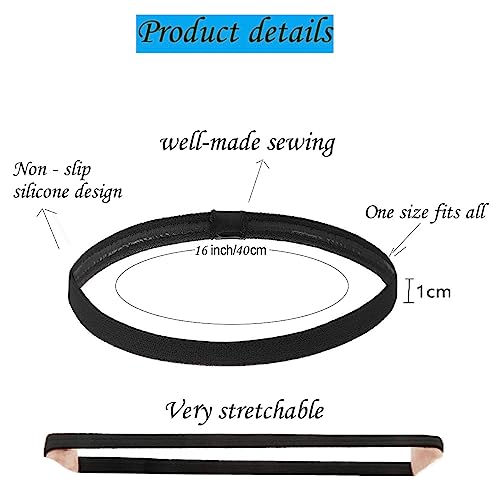 Hexchasty 9pcs Elastic Thin Headbands, Stretchy Skinny Sports Athletic Hair Bands for Women Men Girls Boys Teen - Black, W...