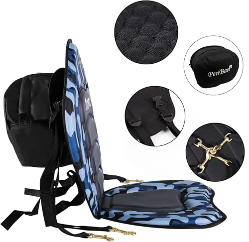 PenBan Universal Deluxe Kayak Seat Cushion with Storage Bag for Kayak,Padded Boat,SUP,Canoe,Fishing Boat,Seats with 4 Adju...
