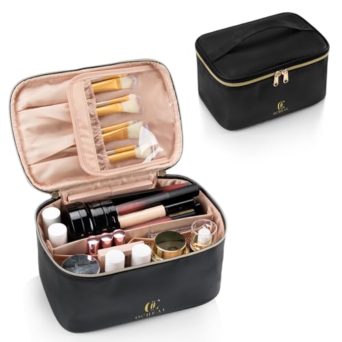 OCHEAL Makeup Bag, Portable Cosmetic Bag, Large Capacity Travel Makeup Case Organizer, Black For Women Toiletry Bag for Gi...