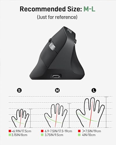acer Ergonomic Mouse Wireless, Adjustable DPI Vertical Mouse 1000/1200/1600 with 6 Buttons, Rechargeable Ergo Mice with 2....
