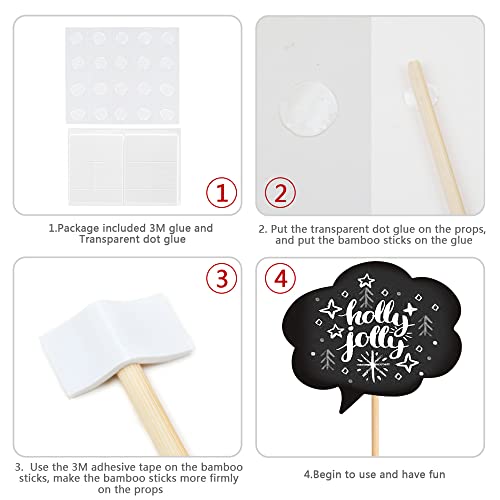 Large Blank Photo Booth Props Signs, 11pcs Large Writable Chalkboard Photo Booth Props with Chalk and Sticks, Tvorvik Blan...