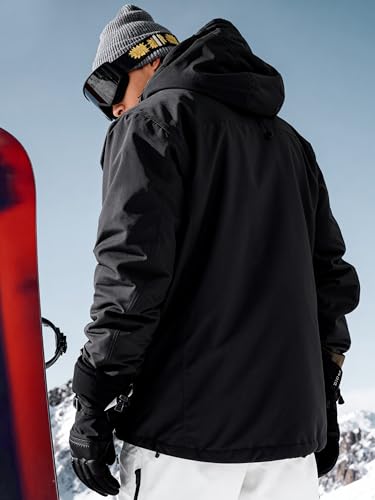 FREE SOLDIER Men's Waterproof Ski Jacket Fleece Lined Warm Winter Snow Coat with Hood Fully Taped Seams