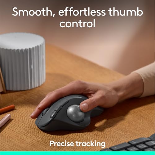 Logitech Ergo M575S Wireless Trackball Mouse, Wireless Ergonomic Mouse with Bluetooth and Encrypted Dongle, Comfortable Th...
