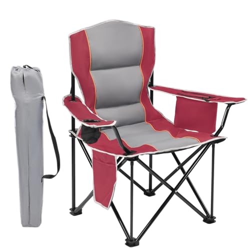 XMT Premium Padded Folding Chair, Extra Wide & Heavy Duty 450lbs Capacity, Portable Camping Chair with Insulated Cooler, C...