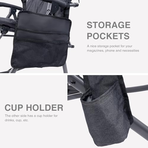 EVER ADVANCED Oversized Folding Rocking Camping Chair, Padded Portable Rocker Chairs for Patio, Lawn and Outdoors, Heavy D...