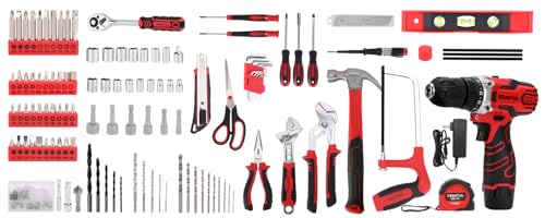KingTool 276-Piece Tool Set Kit - Tool kit with 12V Cordless Power Drill Driver Toolbox Storage Case with Drawer, Drill Se...