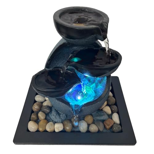 Indoor Tabletop Water Fountain, Resin Zen Meditation Waterfall Fountain with ON/Off Switch, Indoor Waterfall Feature with ...