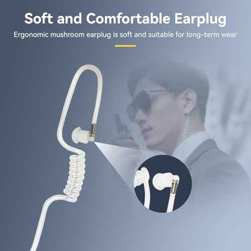 Retevis Acoustic Tube Earpiece for Motorola Walkie Talkies, Compatible with Motorola CP185 CP200 CP200d GP300 GP2000 MAG ONE A10 Walkie Talkies, Two Way Radio Headset with Big PTT Button(10 Pack)