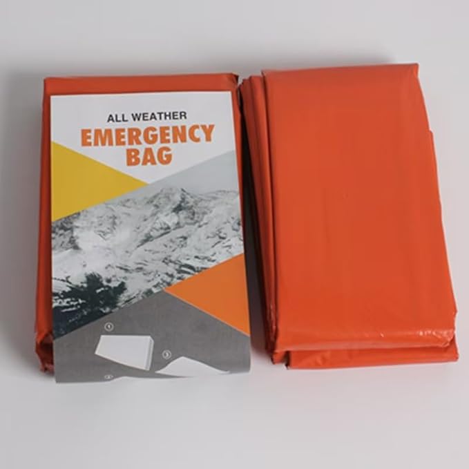 Emergency Survival Sleeping Bag - Lightweight & Compact Outdoor Essential, 35" x 79", 0.26 lbs, Orange PE Material