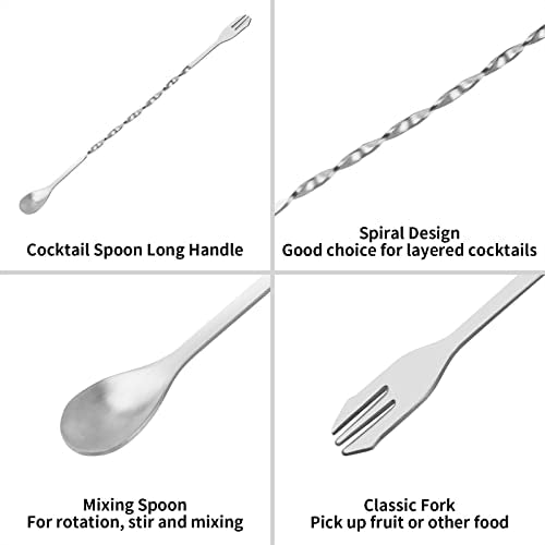 tifanso Muddler for Cocktails, 10" Muddler and Long Handle Bar Cocktail Mixing Spoon, Stainless Steel Stirrer, Bar Accesso...