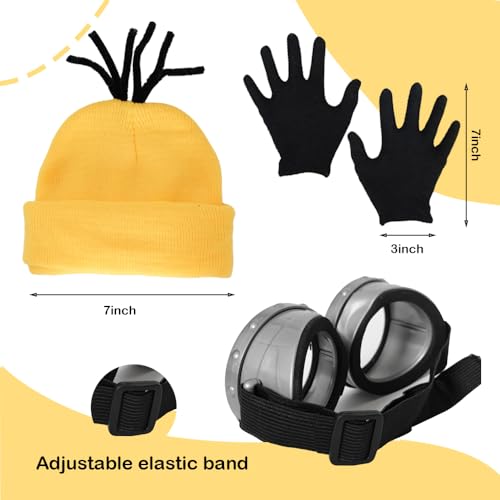 5PCS Halloween Costume Accesories Goggles Yellow Beanie Tutu Skirts Suspenders Gloves Halloween Costumes Cosplay
