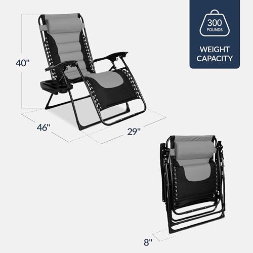 Best Choice Products Oversized Padded Zero Gravity Chair, Folding Outdoor Patio Recliner, XL Anti Gravity Lounger for Back...