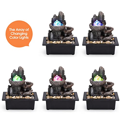 Tabletop Fountain Rotating Ball Rock Waterfall Fountain Office Tabletop Fountains for Home Office Decor Includes Many Natu...