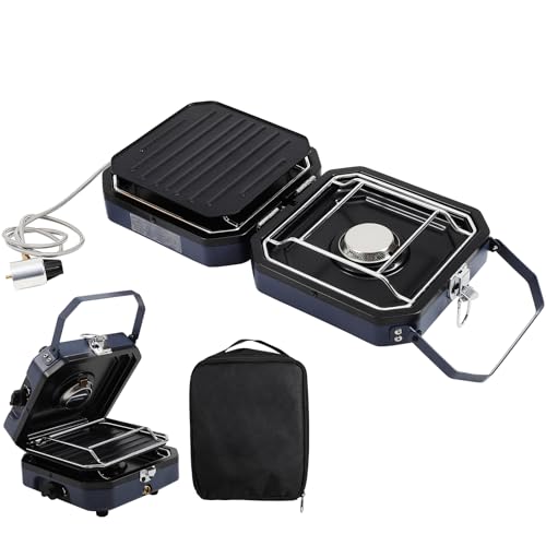 2 Burner Camping Stove with Carrying Bag, 16000 BTU Portable Propane Stove for Camping, Collapsible camping stove with two...