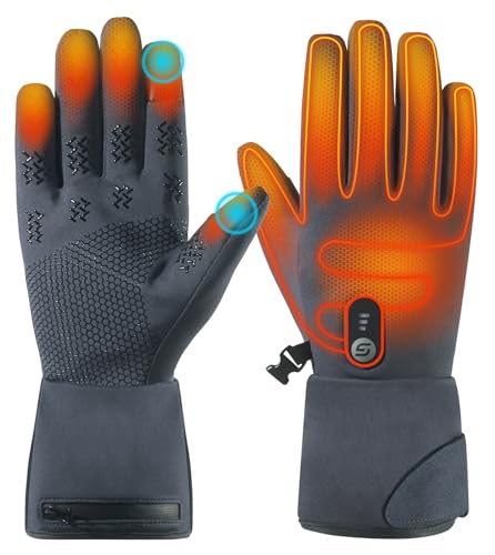 JS LifeStyle Heated Gloves for Men Women HG02,7.4V 3000mAh Rechargeable Battery Soft with Touch Screen and Light-Off Desig...