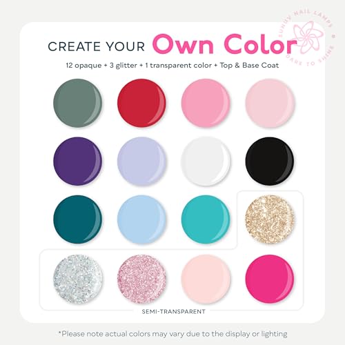 SUNUV Gel Nail Polish Kit with UV Light for Nails SUN2C 16 Colors Gel Polish Sets, Base and Top Coat with 8 PCS Manicure T...