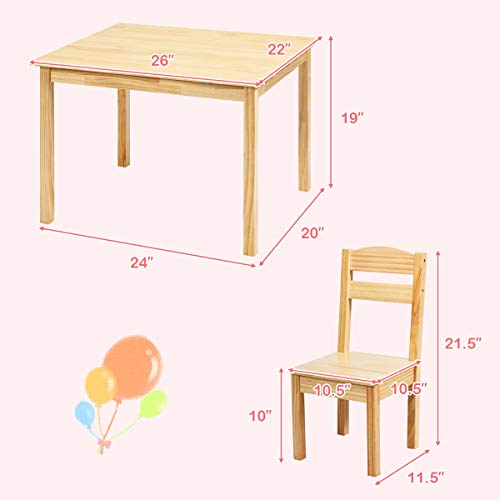 Costzon Kids Table and Chair Set, 5 Piece Wood Activity Table & Chairs for Children Arts, Crafts, Homework, Snack Time, Pr...