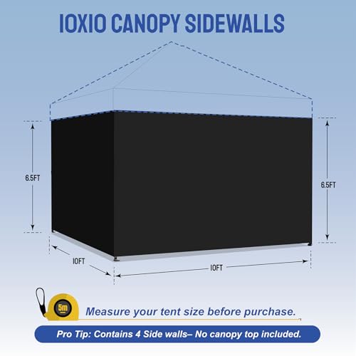 CROWN SHADES 10x10 Canopy Sidewalls (4pck) - Canopy Walls 10x10, Sidewalls for Canopy - Canopy Cover, Canopy Accessories, ...