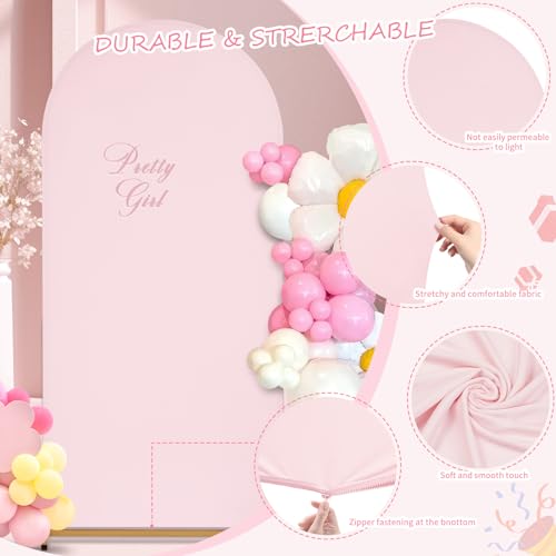 SoarDream Pink Spandex Arch Cover 6FT Wedding Arch Backdrop Cover Stretchy Backdrop Chiara Wall Arch Stand Cover for Weddi...