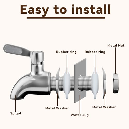 Water Spigot Compatible with Igloo Cooler, 1 Pack Stainless Steel Spigot for Stanley Jug 2 Gallon Igloo Water Dispenser 5 ...