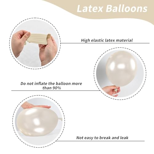 Pearl Balloons, 52 PCS 12 Inch Pearl white Double-Stuffed Balloons, White Pearl Sand White Double-Stuffed Ivory Latex Ball...