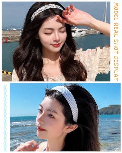 JELIEE 7 Pack Different Designs Non-Slip Headbands for Women - Fashion, Flower, Cute Pearl, Twisted, Solid Blue and White ...