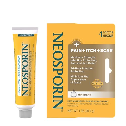 Neosporin First Aid Antibiotic Pain-Relieving, Anti-Itch, & Scar Ointment with Neomycin, Bacitracin Zinc, Pramoxine HCl & ...