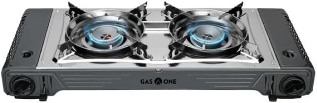 GasOne 2-Burner Portable Camp Stove - High Output 15,300 BTU - With Durable Carrying Case, Automatic Ignition, Safety Feat...