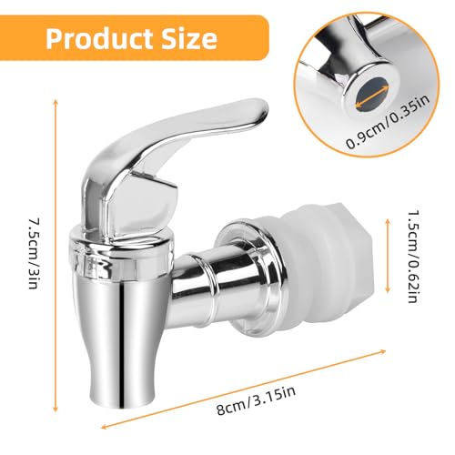 2 Pack Beverage Dispenser Spigot Replacement - Food Grade Stainless Steel Drink Dispenser Spout with Easy-Turn Handle, Uni...
