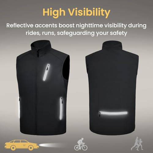 LZACTOIN-X Men's Lightweight Golf Vest Windproof Softshell Vests Outerwear Multi-Pockets Zip Up Sleeveless Jacket