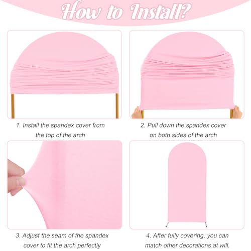 Spandex Fitted Wedding Arch Cover 7.2FT Pink Arch Backdrop Cover, Round Top Chiara Backdrop Stand Covers for Wedding Birth...