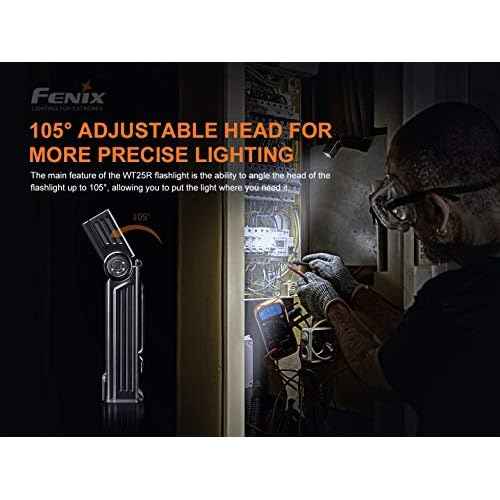 Fenix WT25R 1000 Lumen Rechargeable Handheld Worklight Magnetic Pivoting Flashlight with Organizer